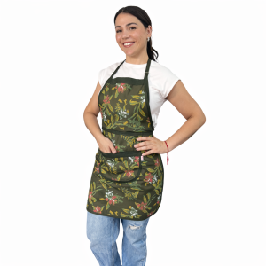 Avental Algodão Estampado Floral Verde