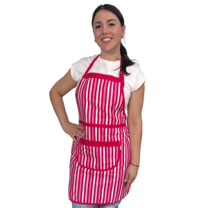 Avental Algodão Estampado Listras Pink