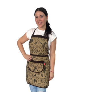 Avental  Algodão Estampado Churrasco Bege 