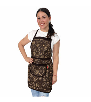 Avental  Algodão Estampado Churrasco Marrom