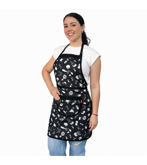 Avental  Algodão Estampado Churrasco Preto 